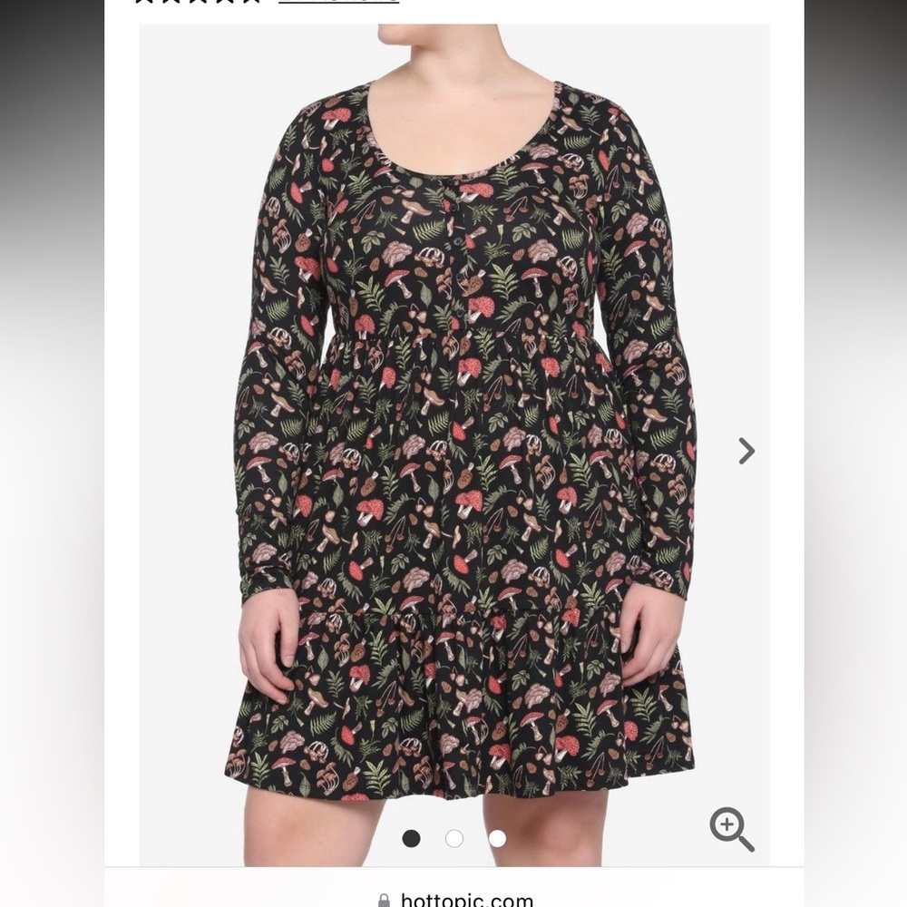 Woodland Mushroom Tiered Long-Sleeve Dress Plus Size